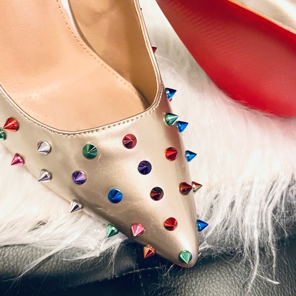Women Custom Red Bottom Sexy Heels Pumps Studded Rivet Party Wedding Shoes - Picture 8 of 13